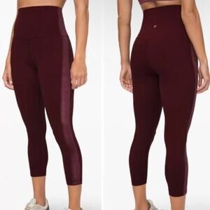 Lululemon Align Super High Rise Velvet Stripe Garnet Red Leggings Size 6